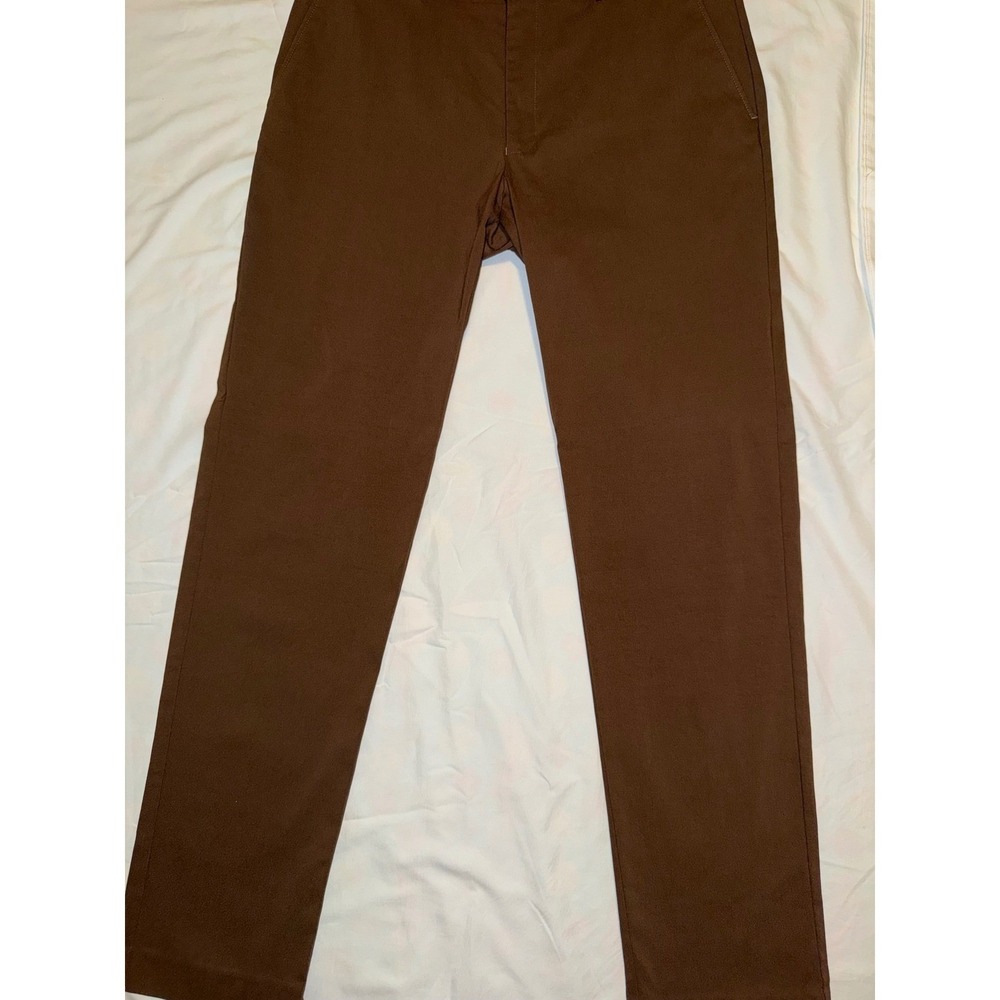 Tommy Hilfiger Men's Brown Stretch Dress Pants 36x34 Flat Front Career Casual